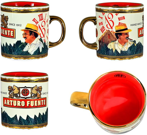 Arturo Fuente Hands of Time Ceramic Espresso Coffee Cups Set of 4, Vintage Design, Small