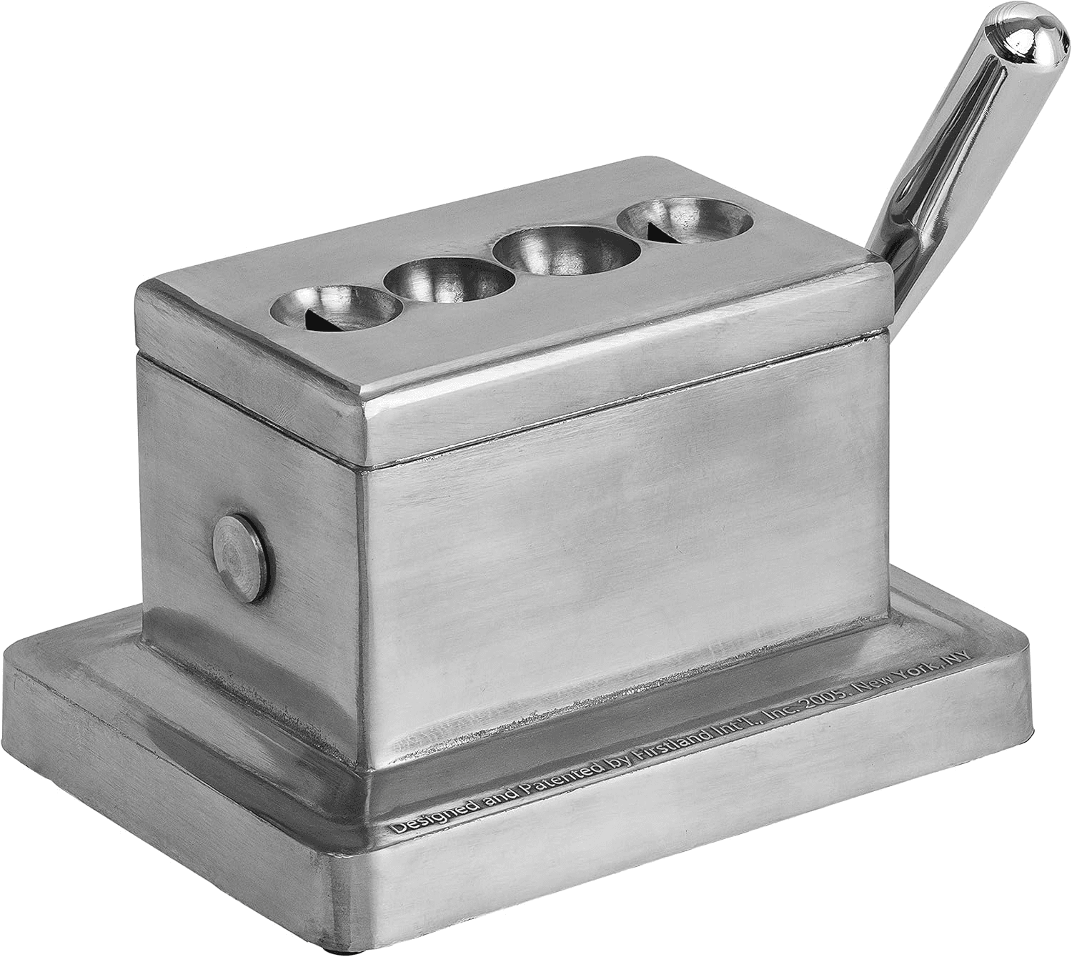 Quality Importers Trading Co. Quad Table Cigar Cutter, Brushed Finish, 52 and 60 Ring Gauge Straight Cutters, 52 and 58 Ring Gauge V-Cutters, Model 9305