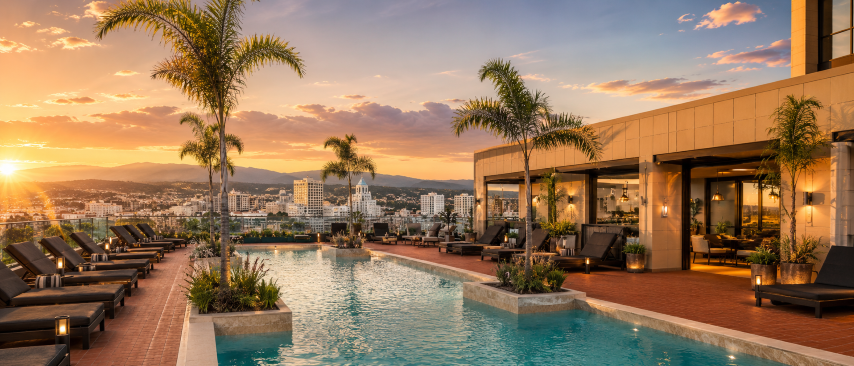 Santiago Rooftop Pool at Golden Hour