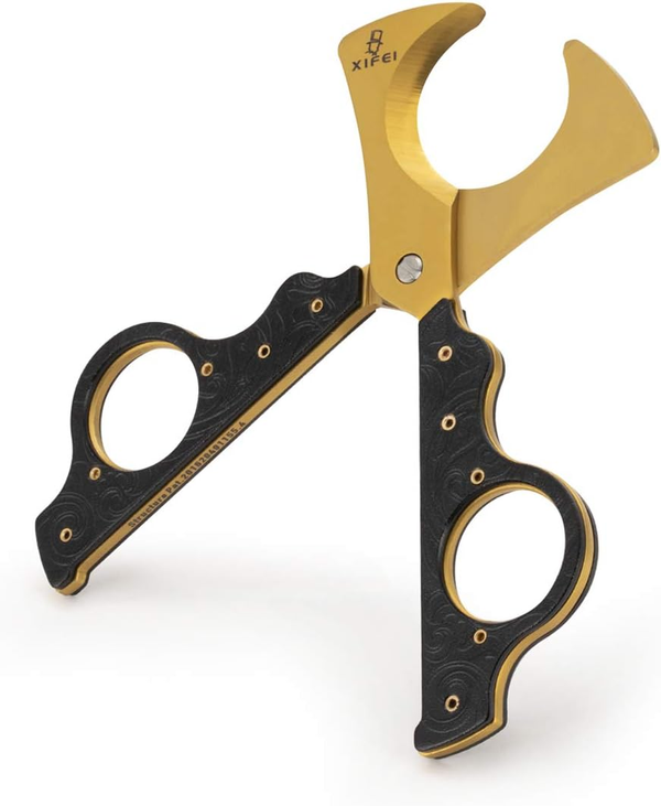 XIFEI cigar cutter high-end bronze carved design hand-held cigar scissors