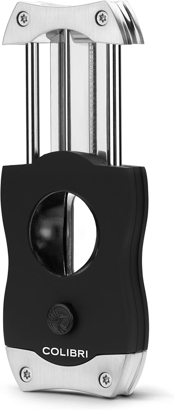 Colibri Premium V-Cut Cigar Cutter - Ergonomic Stainless Steel Spring-Loaded Blade, Ideal for up to 60+ Ring Gauge - Gift for Cigar Enthusiasts (Brushed Chrome)