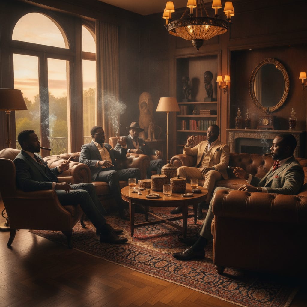 Stylish attendees enjoying premium cigars at the Cigar Culture Summit Africa 2026.